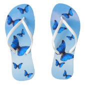 Blue Morpho Butterflies vliegen in Sky Teenslippers (Voetbed)