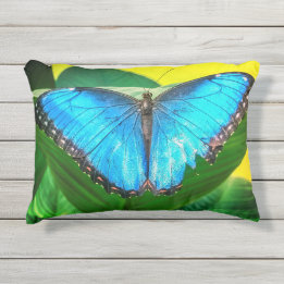 Blue Morpho Butterfly Floral Natuur Art Buitenkussen