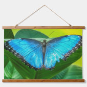 Blue Morpho Butterfly Floral Natuur Art Hangend Wandkleed (Voorkant)