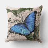 Blue Morpho Butterfly Floral Natuur Art Kussen (Voorkant)