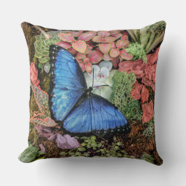 Blue Morpho Butterfly Floral Natuur Art Kussen