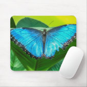 Blue Morpho Butterfly Floral Natuur Art Muismat (Met muis)