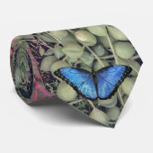 Blue Morpho Butterfly Floral Natuur Art Stropdas (Opgerold)