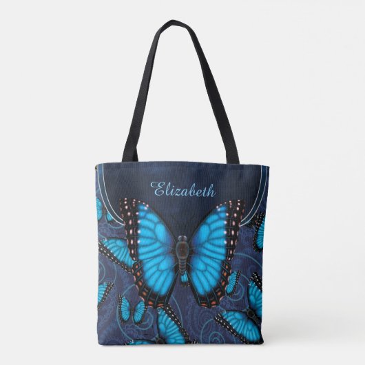 Blue Morpho Butterfly gepersonaliseerd Draagtas (Achterkant)