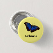 Blue Morpho Butterfly gepersonaliseerd Ronde Button 3,2 Cm (Voorkant /achterkant)