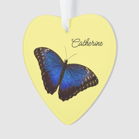 Blue Morpho Butterfly gepersonaliseerde vakantie Ornament (voorkant)