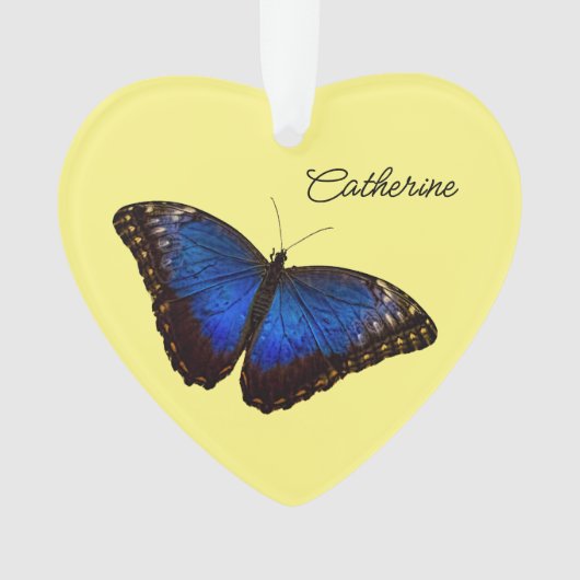 Blue Morpho Butterfly gepersonaliseerde vakantie Ornament (voorkant)