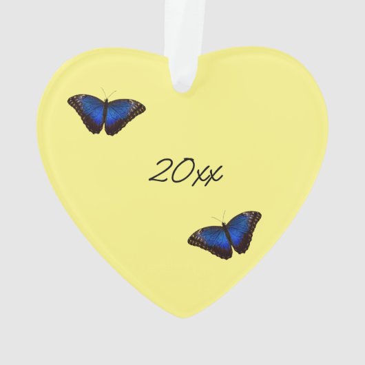 Blue Morpho Butterfly gepersonaliseerde vakantie Ornament (achterkant)