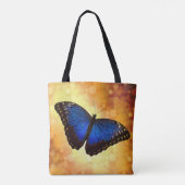 Blue Morpho Butterfly op Bokeh Gold Tote Bag (Achterkant)