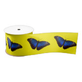 Blue Morpho Butterfly op Bright Geel Lint (Spoel)