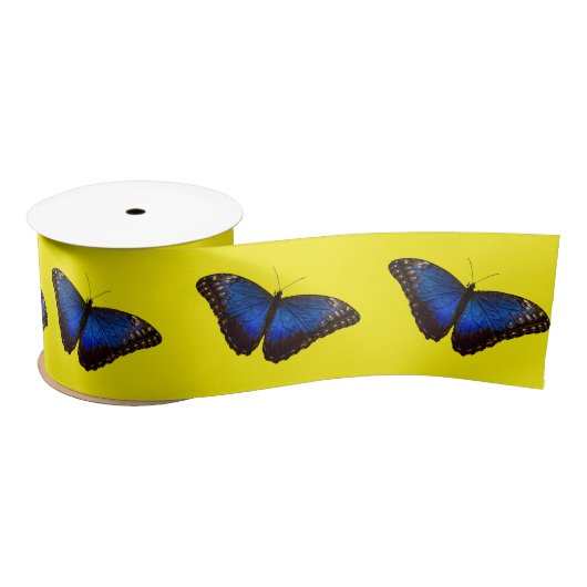 Blue Morpho Butterfly op Bright Geel Lint (Spoel)