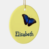 Blue Morpho Butterfly Personalized with Name Keramisch Ornament (Rechts)