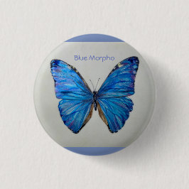 Blue Morpho Butterfly Small Pin/Button Ronde Button 3,2 Cm