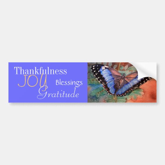 Blue Morpho Waterverf Gratitude Bumpersticker (Voorkant)