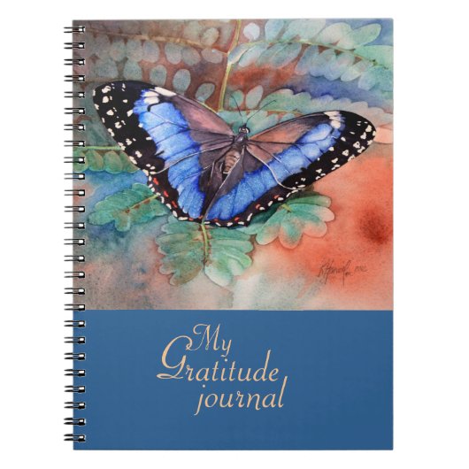 Blue Morpho Waterverf Gratitude Journal Notitieboek (Voorkant)