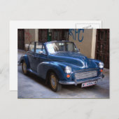 Blue Morris Minor Convertible Tourer Briefkaart (Voorkant / Achterkant)