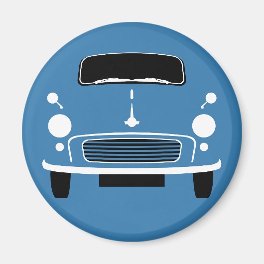 Blue Morris Minor Fridge Magneet (Voorkant)