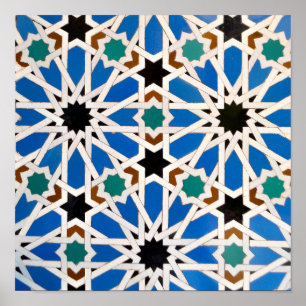 Blue Morrocan Mosaic Poster