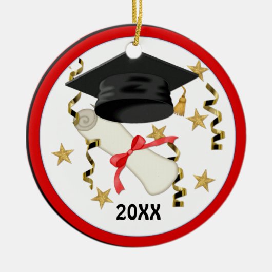 Blue Mortar en Diploma Afstuderen Keramisch Ornament (Voorkant)