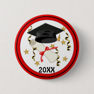 Blue Mortar en Diploma Afstuderen Ronde Button 5,7 Cm