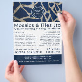Blue Mosaic, Floorer, Tile Installer Adverteren Flyer (Hand)