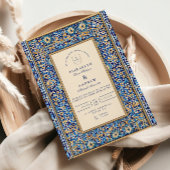 Blue Mosaic Islamic Wedding Kaart