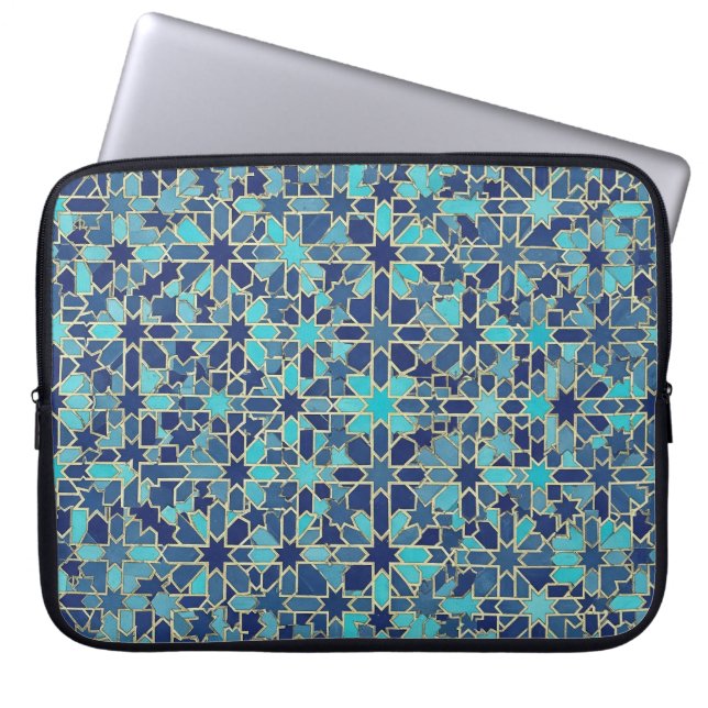 blue mosaic laptop sleeve (Voorkant)