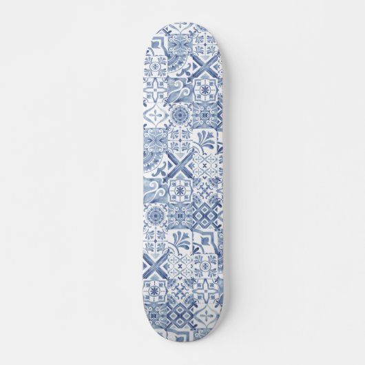 Blue Mosaic Mediterrane Tegel Skateboard (Voorkant)