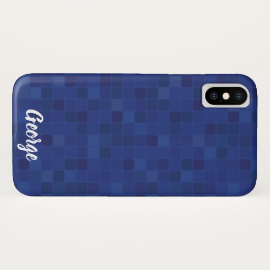 Blue mosaic pixelated design iPhone case. Case-Mate iPhone Case (Achterkant (horizontaal))