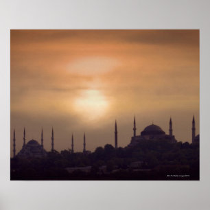Blue Mosque en Hagia Sophia Turkey, Istanbul Poster