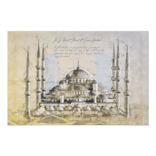 Blue mosque perfect poster (Voorkant)