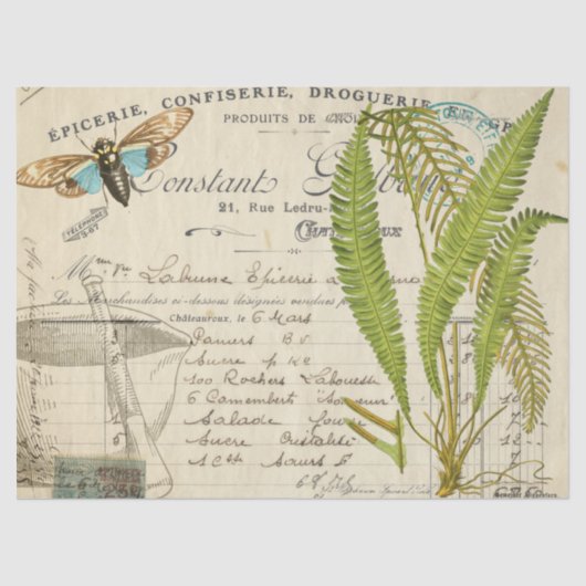 Blue Moth Apothecary Decoupage Tissue Tissuepapier (Voorkant)