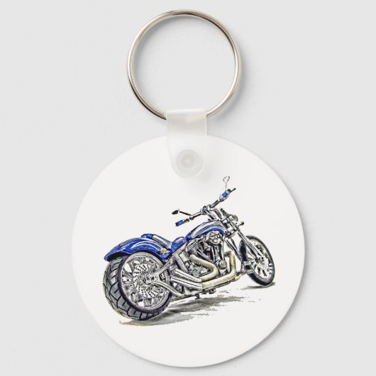 Blue Motorcycle HDR Sleutelhanger (Voorkant)