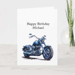 Blue Motorcycle Verjaardag Kaart