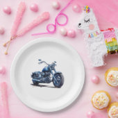 Blue Motorcycle Verjaardag Papieren Bordje (Feest)
