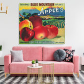 Blue Mountain Apple Crate LabelCove, OF Canvas Afdruk (Insitu (Woonkamer))