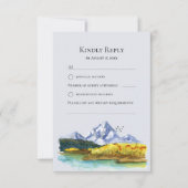 Blue Mountain Aquarel Wedding Response Kaart (Voorkant)