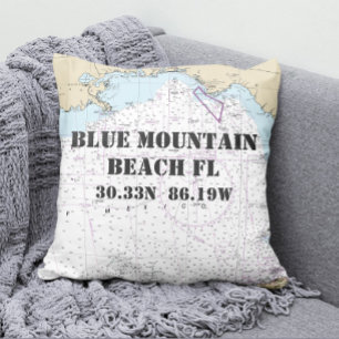 Blue Mountain Beach FL nautische kaart AANGEPASTE  Kussen
