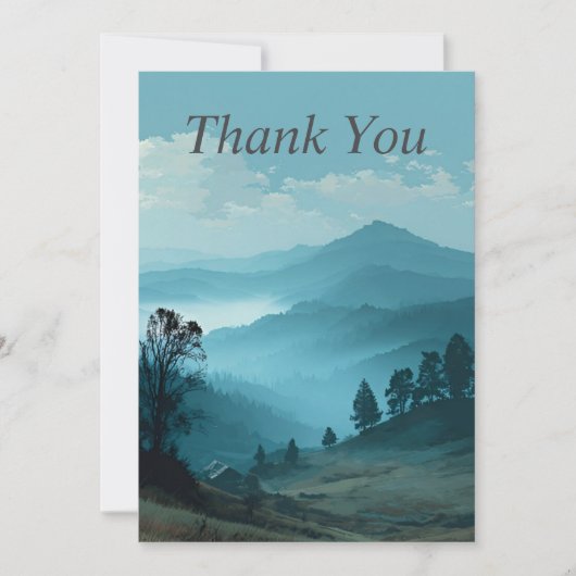 Blue Mountain Landscape Thank You Card Kaart (Voorkant)