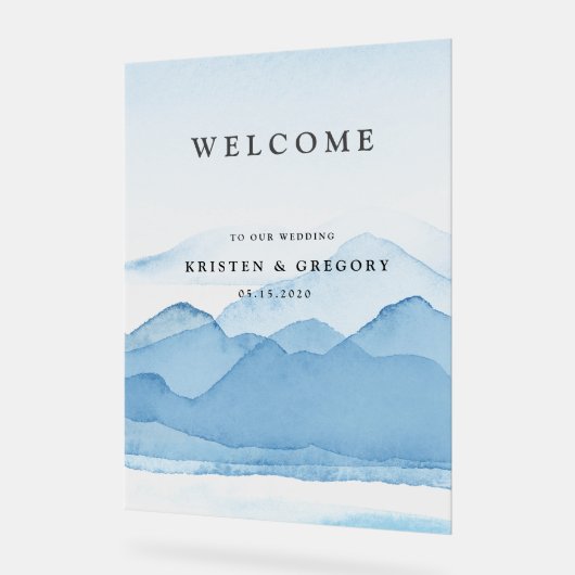 Blue Mountain Range Landschap Bruiloft Acryl Bord (Hoek)