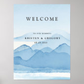Blue Mountain Range Landschap Bruiloft Welkom Poster (Voorkant)