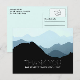 Blue Mountain Range, Rustic Wedding Bedankt Briefkaart