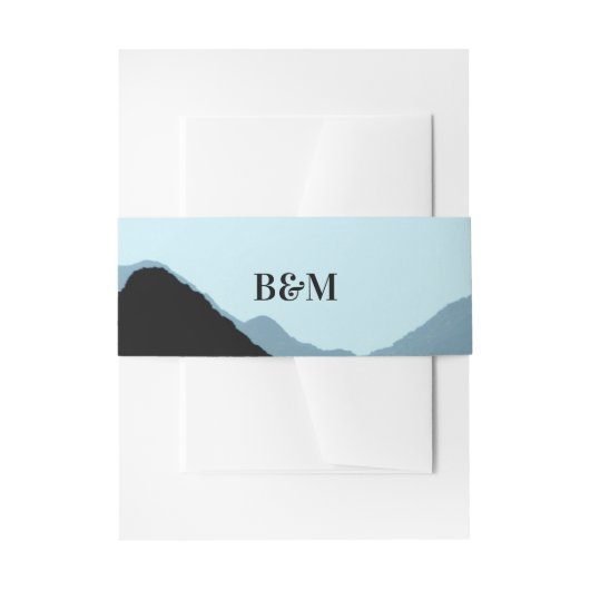 Blue Mountain Range, Rustic Wedding Uitnodigingen Wikkel (Voorkant Voorbeeld)