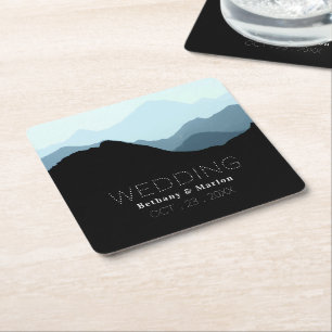 Blue Mountain Range, Rustic Wedding Vierkante Kartonnen Onderzetter