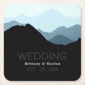 Blue Mountain Range, Rustic Wedding Vierkante Kartonnen Onderzetter (Voorkant)