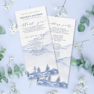 Blue Mountain rustieke Waterverf bruiloft programm