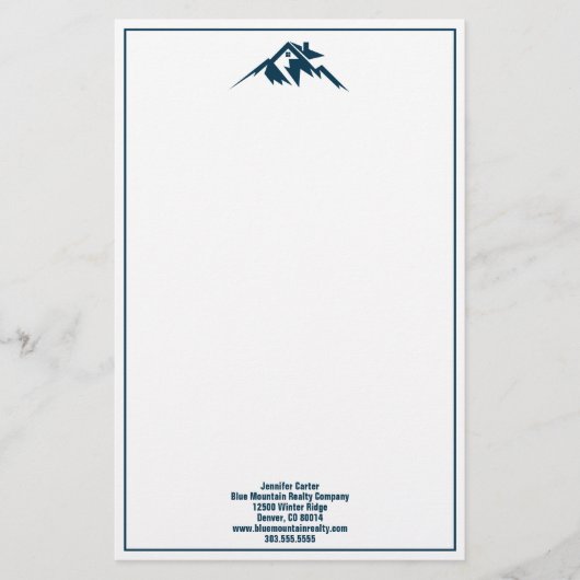 Blue Mountain Vastgoedmaatschappij Aangepaste make Briefpapier (Voorkant)