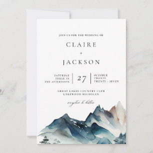 Blue Mountains Modern Wedding Invitation Kaart