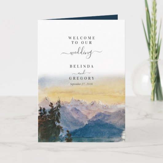 Blue Mountains Pine Wedding Order of Service Programma (Voorkant)