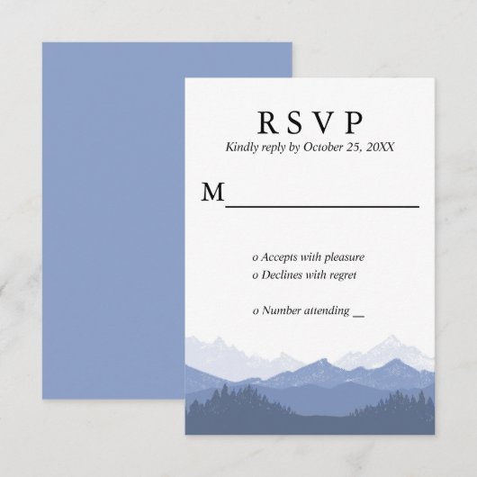 Blue Mountains Rustic Wedding Carte RSVP (Devant / Derrière)